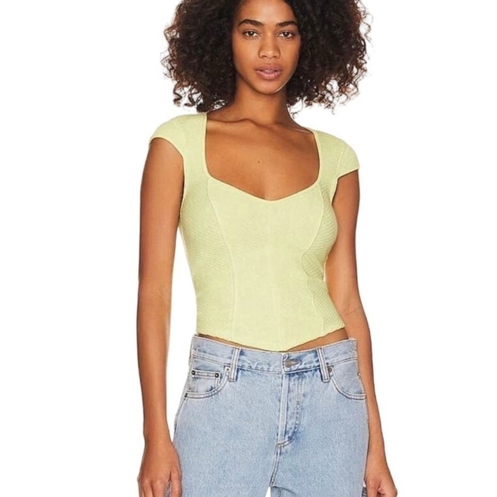 Free People Boss Babe Tank Lime Yellow Size M